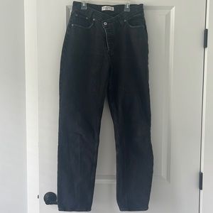 Abercrombie black dad jeans crossover hem size 27